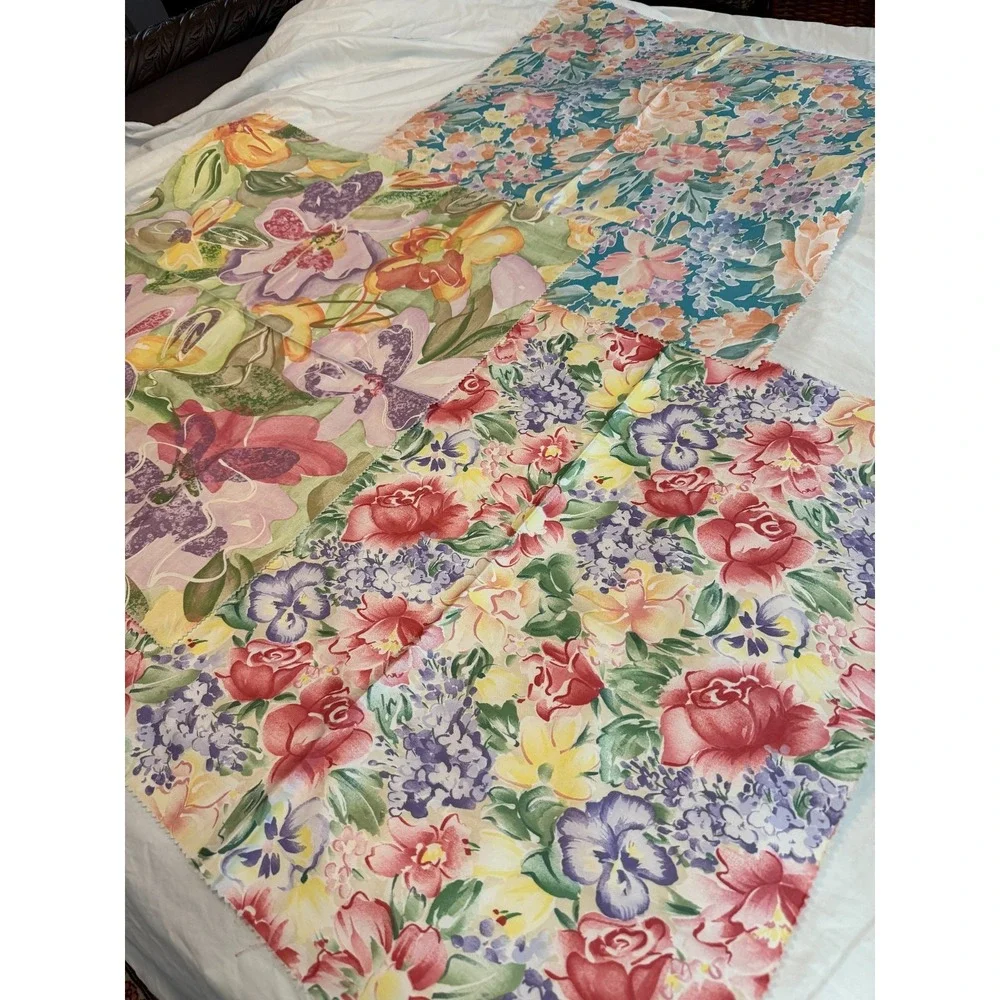 Lot of 3‎ Vintage Flowers abstract 90s look style Fabric 25